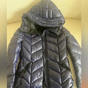 Moncler navy blue waist length puffer